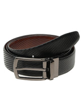 Load image into Gallery viewer, Men's Diagonal Texture Black & Brown Reversiable Belt