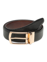 Load image into Gallery viewer, Men's Diagonal Texture Black & Brown Reversiable Belt