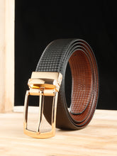 Load image into Gallery viewer, Men's Classic Texture Finish Black & Brown Leather Reversiable Belt