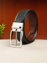 Load image into Gallery viewer, Men's Classic Texture Finish Black & Brown Leather Reversiable Belt