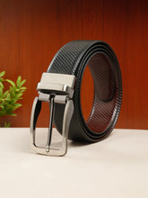 Load image into Gallery viewer, Men's Texture Black & Brown Leather Reversiable Belt