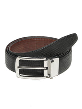 Load image into Gallery viewer, Men's Classic Texture Finish Black & Brown Leather Reversiable Belt