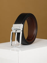 Load image into Gallery viewer, Men's Black & Brown Solid Reversible Leather Belt