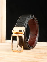 Load image into Gallery viewer, Men's Classic Texture Finish Black & Brown Leather Reversiable Belt