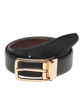 Load image into Gallery viewer, Men's Classic Texture Finish Black & Brown Leather Reversiable Belt