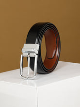 Load image into Gallery viewer, Men's Black & Tan Solid Reversible Leather Belt