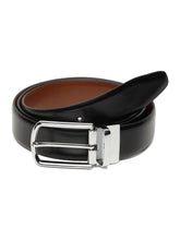 Load image into Gallery viewer, Men's Black & Tan Solid Reversible Leather Belt