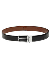 Load image into Gallery viewer, Men's Black & Tan Solid Reversible Leather Belt