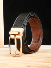 Load image into Gallery viewer, Men's Classic Texture Finish Black & Brown Leather Reversiable Belt