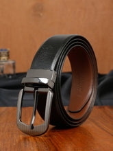 Load image into Gallery viewer, Men's Texture Formal Reversiable Black & Brown Leather Belt