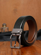 Load image into Gallery viewer, Men's Texture Formal Reversiable Black & Brown Leather Belt