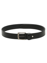 Load image into Gallery viewer, Men's Black Casual Solid Leather Belt with Silver Buckle