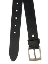 Load image into Gallery viewer, Men's Black Casual Solid Leather Belt with Silver Buckle