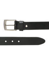 Load image into Gallery viewer, Men's Black Casual Solid Leather Belt with Silver Buckle