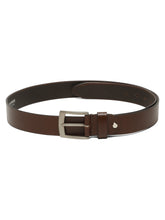 Load image into Gallery viewer, Men's Brown Casual Solid Leather Belt with Silver Buckle