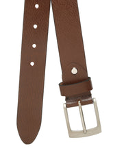 Load image into Gallery viewer, Men's Brown Casual Solid Leather Belt with Silver Buckle
