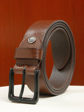 Load image into Gallery viewer, Men's Brown Texture Leather belt with black buckle