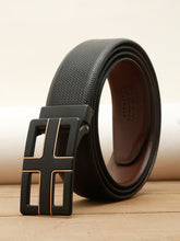 Load image into Gallery viewer, Teakwood Leather Men Textured Black-Gold Belt