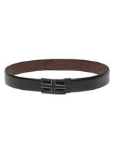 Load image into Gallery viewer, Teakwood Leather Men Textured Black-Silver Belt