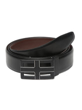 Load image into Gallery viewer, Teakwood Leather Men Textured Black-Silver Belt