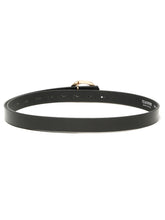 Load image into Gallery viewer, Women’s 20mm Black Leather Belt with Polished Gold Circle Buckle