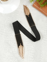 Load image into Gallery viewer, Women's 2 Inch Gold And Black Leaf Design waist Belt