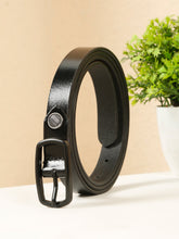 Load image into Gallery viewer, Women’s Black Leather Belt with Matte Black Buckle