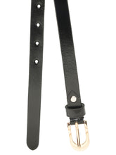 Load image into Gallery viewer, Women's Classic Black Leather Belt with Polished Gold Buckle