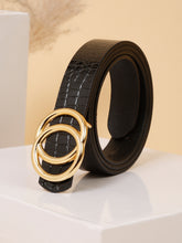Load image into Gallery viewer, Teakwood Leather Women Black Croco Textured Belt (One Size)