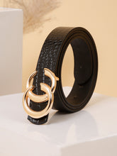 Load image into Gallery viewer, Teakwood Leather Women Black Croco Textured Belt (One Size)