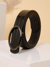 Load image into Gallery viewer, Teakwood Leather Women Black Croco Textured Belt (One Size)