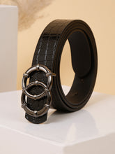 Load image into Gallery viewer, Teakwood Leather Women Black Croco Textured Belt (One Size)