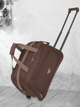 Load image into Gallery viewer, Brown Printed Small Duffel Trolley Bag