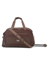 Load image into Gallery viewer, Brown Printed Small Duffel Trolley Bag