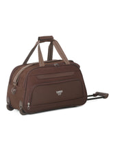 Load image into Gallery viewer, Brown Printed Small Duffel Trolley Bag
