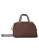 Load image into Gallery viewer, Brown Printed Small Duffel Trolley Bag