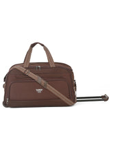 Load image into Gallery viewer, Brown Printed Large Duffel Trolley Bag