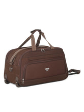 Load image into Gallery viewer, Brown Printed Large Duffel Trolley Bag