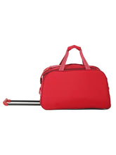 Load image into Gallery viewer, Red Printed Medium Duffel Trolley Bag
