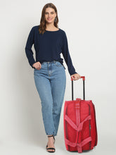 Load image into Gallery viewer, Red Printed Large Duffel Trolley Bag