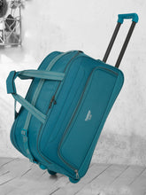 Load image into Gallery viewer, Teal Printed Medium Duffle Trolley Bag