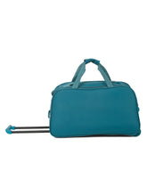 Load image into Gallery viewer, Teal Printed Large Duffle Trolley Bag