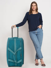 Load image into Gallery viewer, Teal Printed Large Duffle Trolley Bag