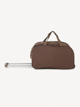 Load image into Gallery viewer, Brown Printed Small Duffel Trolley Bag