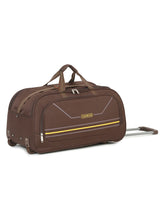 Load image into Gallery viewer, Brown Printed Medium Duffel Trolley Bag