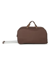 Load image into Gallery viewer, Brown Printed Medium Duffel Trolley Bag