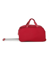 Load image into Gallery viewer, Maroon Printed Small Duffel Trolley Bag