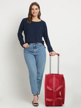 Load image into Gallery viewer, Maroon Printed Large Duffel Trolley Bag