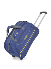 Load image into Gallery viewer, Navy Printed Cabin Duffel Trolley Bag
