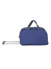 Load image into Gallery viewer, Navy Printed Cabin Duffel Trolley Bag